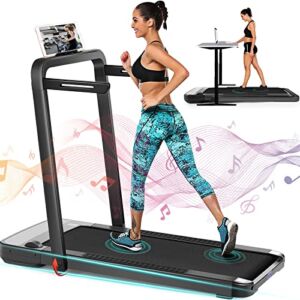 ANCHEER 2 in 1 Folding Treadmill,Under Desk Electric Treadmills for Home,Installation-Free with Remote Control,APP and Acrylic Touchscreen, Walking Jogging Running Machine for Family & Office Use