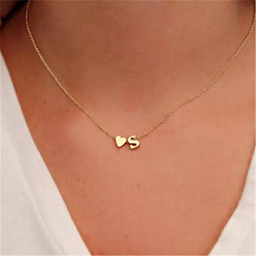Initial Heart Necklace,18K Gold Plated Stainless Steel Tiny Heart Letter S Necklace Personalized Monogram Name Necklace for Women Girls | The Storepaperoomates Retail Market - Fast Affordable Shopping