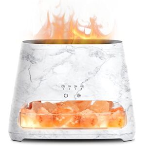 SALKING 2-in-1 Ultrasonic Essential Oil Diffuser & Himalayan Salt Lamp, Aromatherapy Diffuser Cool Mist Humidifier with 3 Brightness, Salt Therapy Lamp, 100% Pure Himalayan Salt Rock, 150ml (Marble)