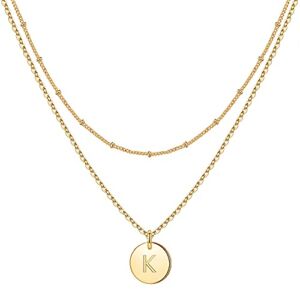 IEFWELL Dainty Gold Initial Necklaces for Women, 14K Gold Filled Letter Necklaces for Girls Gold Initial Necklaces for Teens Girls Initial Necklaces Gold Jewelry（K）