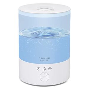 ASAKUKI 2500 ML Essential Oil Diffuser, Top Fill Cool Mist Aromatherapy Diffuser for Large Room, 7LED Lights and 3 Timers, Adjustable Mist with 30 Hrs Running Time, Auto-Off Safety Switch