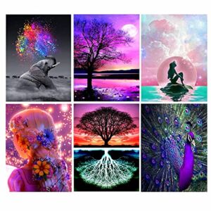 6 Packs Diamond Painting Kits, Stitch Diamond Art for Beginners, Kids DIY Paint with Round Diamonds Dotz, Adults Relaxing 5D Full Drill Gem Art, for Wall Decor, Gifts(12x16in)