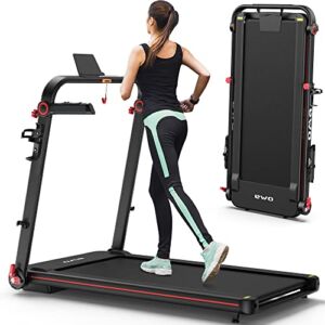 OMA 1012EB Folding Treadmill for Small Spaces Foldable Portable Compact Walking Running Treadmills for Home Gym with 2.25HP 300lb Weight Capacity 48″x17.7″ Extended Belt IPad Holder 36 Preset Programs