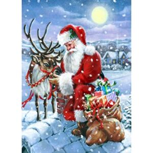 antor Christmas Diamond Art Painting Kits for Adults Santa Claus Round Full Drill Diamond Dots Paintings for Beginners 5D Paint with Diamonds Pictures Gem Art Kits DIY Adult Crafts Kits 12×16 inch