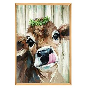 Diamond Painting Kits – Colored Animal Cow with Wreath 5D Diamond Art for Adults Kids Diamond Painting Kits Accessories Full Drill Kit Crystal Pictures Home Wall Decor Gifts (15.8 x 11.8in)