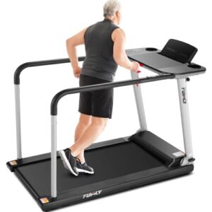 FUNMILY Walking Treadmill with Long Handrail for Seniors and Recovery Fitness, Treadmill with Desk for Working, Reading and Watching the Video, Dog Treadmill with Safety Fence for Indoor Training TR14