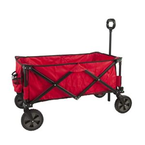 GOJOOASIS Collapsible Folding Outdoor Utility Wagon Garden Portable Hand Cart for Shopping, Beach, Camping, Sports (Red)