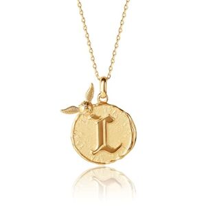 Harry Potter Wizarding World Golden Snitch Initial L Gold Plated Pendant Necklace, 18″