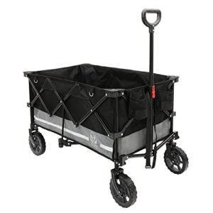 CYT Folding Wagon with Large Space Collapsible Portable Heavy Duty Utility Wagon Carts with Wheels Adjustable Handle for Camping,Garden,Shopping