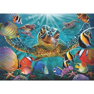 AIRDEA Sea Turtle Diamond Art Kits for Adults Kids Round Full Drill 5D DIY Animals Diamond Painting Kits Colored Fish Diamond Art Painting Kits Gem Picture Art for Home Wall Art Decor 11.8×15.7inch