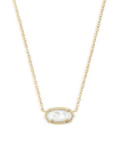 Kendra Scott Elisa Short Pendant Necklace for Women, Dainty Fashion Jewelry, 14k Gold-Plated, Ivory Mother of Pearl