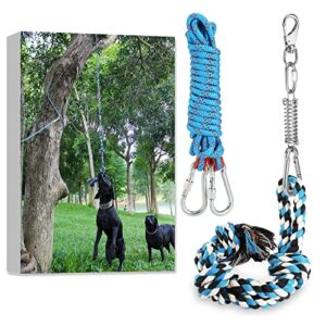 DIBBATU Spring Pole Dog Rope Toys with a Big Spring Pole Kit, Strong Dog Rope Toy and a 16ft Rope for Pitbull & Medium to Large Dogs Outdoor Hanging Exercise Rope Pull & Tug of War Toy-Muscle Builder