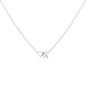 Glimmerst Heart Initial Necklace for Women Stainless Steel Tiny Heart Letter A Necklace Personalized Name Necklace for Girls