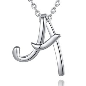 EUDORA Sterling Silver Necklace 26 Letters Alphabet Personalized Charm Pendant with 18inch O-Ring Chain