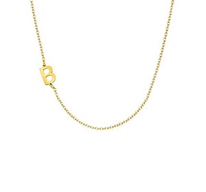 Glimmerst Sideways Initial Necklace, 18K Gold Plated Stainless Steel Mini Letter B Choker Necklace Personalized Name Necklace for Women