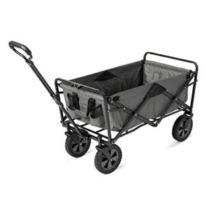 Mac Sports Heavy Duty Steel Frame Collapsible Folding 150 Pound Capacity Outdoor Camping Garden Utility Wagon Yard Cart, Gray