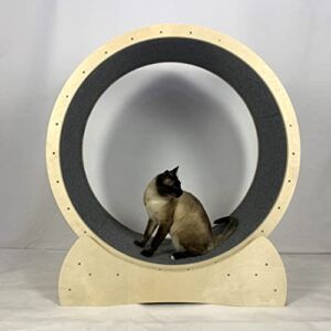 JeeKoudy Round Cat Treadmill with Ferris Wheel Cat Exercise Weight Loss Device Cat Toy Pet Play House Running Spinning Toy for Cats Wheel Solid Wood Movement Wheel