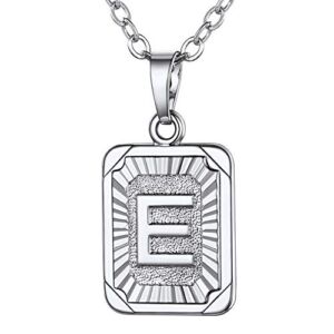 U7 Monogram Necklace Men Womens A-Z 26 Letters Pendants Platinum Plated Chain with Letter E Initial Necklaces