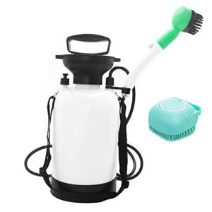 GARTOL Portable Dog Shower with Pet Silicone Bath Massage Brush 1.3 gal Dog Washer, Outdoor Portable Shower, Camping Shower, Also Great for Horses, Great Camping Bath Equipment