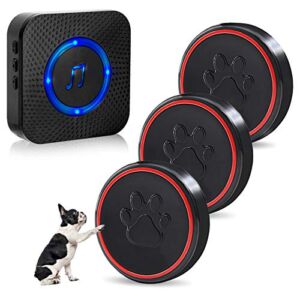 ChunHee Dog Doorbell for Potty Training-Wireless Doggie Door Bell with IP55 Waterproof Touch Button, 3 Buttons & 1 Receiver