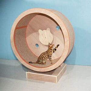 Threeness Pet Bed，Cats Climbing Frame Solid Wood Cats Scratch Treadmill Scratcher Wheel for Cats Sports Toys Cats Scratching Post with Climbing Wheel Pet Supplies/As Shown/Diameter 60Cm