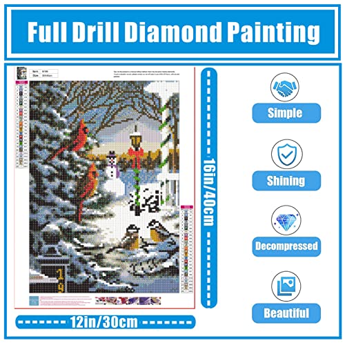 Christmas Diamond Painting Kits for Adults – Winter Diamond Arts for Beginners, 5D DIY Round Full Drill Snow Birds Gem Art Craft Canvas for Home Wall Decor 12 × 16 Inch | The Storepaperoomates Retail Market - Fast Affordable Shopping