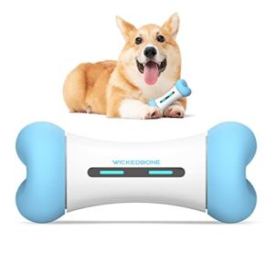 Cheerble Wickedbone Smart Interactive Dog Toy, Automatic Moving Bouncing Rolling Toy Bone Shape, App Remote Control Pet Toy for Dog & Puppy, Blue