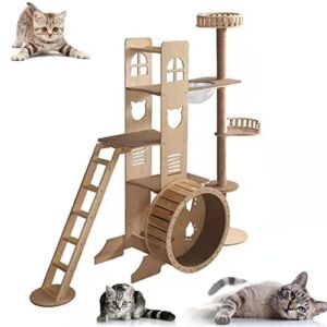 5 Layer Cat Tree Condo, Cats House Activity Centre with Cat Treadmill, Pet Climbing Frame with Sisal Covered for Indoor Pet Furniture