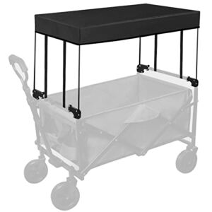 Collapsible Wagon Cart Awning Canopy, Outdoor Folding Trolley Cart Accessory Push Pull Wagon Cover for Shopping Garden Camping Beach Cart (0.78IN, Black)