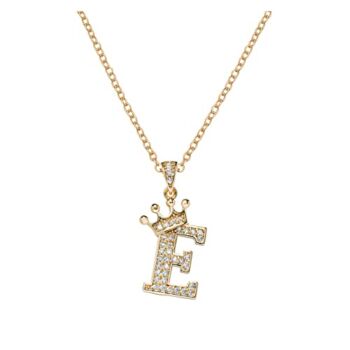 Necklace Chain Long Crown 26 English Letters Full Diamond Pendant Necklace for Women Crown Rhinestone Necklaces for Women A Z 26 Alphabet Initial Necklaces for Teen Girls Jewelry (E, One Size) | The Storepaperoomates Retail Market - Fast Affordable Shopping