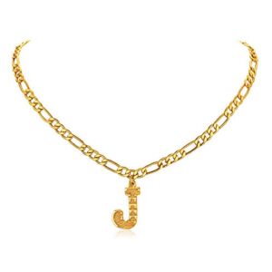 J Initial Necklace for Women 18K Gold Plated Letter Necklaces for Men Teens (J)
