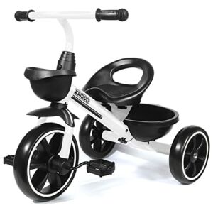 KRIDDO Kids Tricycles Age 18 Month to 4 Years, Toddler Kids Trike for 1.5 to 3 Year Old, Gift Toddler Tricycles for 2 – 4 Year Olds, Trikes for Toddlers, White