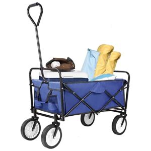 AthLike Collapsible Heavy-Duty Wagon, Portable Folding Utility Canvas Cart, with 2 Cup Holders, for Outdoor, Groceries, Garden, Shopping, Camping, Sport, Beach, Weight Capacity 150 LBS, 262L