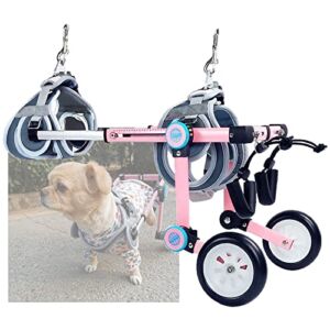 Paralyzed Dog Cat Hind Leg Wheelchair Pet Wheelchair Adjustable Dog Mobility Wheel Disabled Dog Assisted Walking Walker,Pink,XS