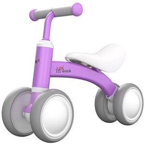 Baby Balance Bike Cute Toys for 1 Year Old Boy and Girl Toddler Bike 12-36 Months Baby Walker Riding Gifts for Boys Girls No Pedal Infant 4 Wheels Baby’s First Birthday Gift… (Purple)