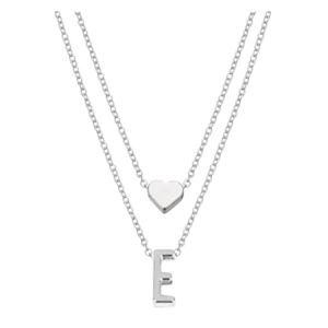 Women Layered Necklaces for Women 26 Alphabet Initial Necklaces Heart Necklaces for Teen Girls Jewelry (E, One Size)