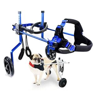 Dog Hind Leg Wheelchair Pet Adjustable Dog Wheelchair Auxiliary Dog ​​Walking Car for The Disabled Cat Hind Leg Training Car Small Dog Hind Leg Rehabilitation Device,Blue,XXS