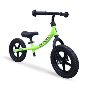 Banana LT Balance Bike – Lightweight Toddler Bike for 2, 3, 4, and 5 Year Old Boys and Girls – No Pedal Bikes for Kids with Adjustable Handlebar and seat – Aluminium, EVA Tires – Training Bike (Green)
