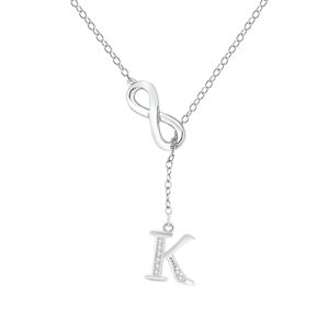 Dainty Necklaces 8 Shaped Tassel Silver Initial Necklace for Women Silver Necklaces for Women A Z 26 Alphabet Initial Necklaces for Teen Girls Jewelry Metal (K, One Size)