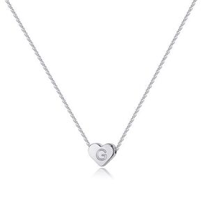 Turandoss Tiny Silver Initial Heart Necklace, Heart 14K White Gold Plated Pendant Letter Necklace for Women Girls Alphabet Initial Necklaces for Women Teens Girls Initial Necklace for Kids