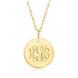 Ross-Simons Single-Initial – Italian 14kt Yellow Gold Personalized Disc Necklace. 16 inches