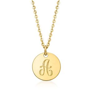 RS Pure by Ross-Simons Single-Initial – Italian 14kt Yellow Gold Circle Charm Necklace. 18 inches