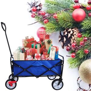 Foldable Heavy Duty Wagons Carts, Utility Pull Wagon Cart with Wheels, Collapsible Shopping Trolley for Garden Camping Yard Groceries Beach