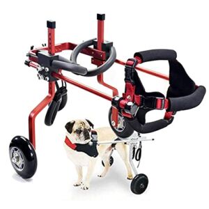 Dog Hind Leg Wheelchair Pet Adjustable Dog Wheelchair Auxiliary Dog ​​Walking Car for The Disabled Cat Hind Leg Training Car Small Dog Hind Leg Rehabilitation Device,Red,S