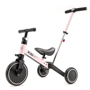 XJD 7 in 1 Toddler Bike with Push Handle for 1 to 3 Years Old Kids Toddler Tricycle with Push Handle for Boy Girl Baby Bike Infant Trike Kids Trikes (Pink)