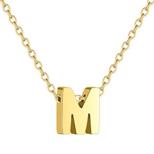 Pencros Dainty Initial Necklace,14K Gold Filled Tiny Letter Necklace Personalized Monogram Name Necklace Gift for Women Girls(M)