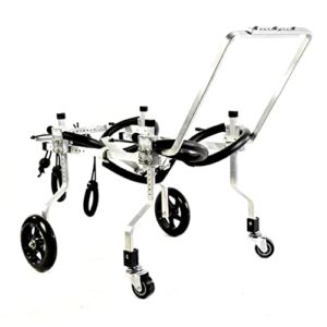 Sundro Dog Wheelchair Adjustable 4-Wheels Stainless Steel Cart Pet/Cat Dog Wheelchair Hind Leg Rehabilitation for Handicapped Dog Pet Wheelchair -Training Behavior Aids (XXXS-31)