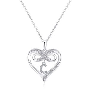 Infinity Heart Initial Necklaces for Women, Sterling Silver Infinity Initial C Necklace Valentine’s Day Gifts for Women Mom Gifts Dainty Heart Necklaces for Teen Girls Gifts Womens Jewelry for Girls