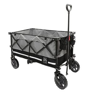 CYT Wagon Cart, Wagon Cart Heavy Duty, Collapsible Folding Wagon，with Large Space, Portable Utility Cart with Adjustable Handle&Large Wheels for Camping, Folding Cart, Garden Cart, Shopping