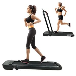 Fophet Under Desk Treadmill, 2 in 1 Folding Treadmill Installation-Free with  Remote/APP Control and LED Display, Device Holder Walking Jogging Running Machine for Family & Office Use, Black